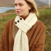 Aran Button Looped Scarf , Natural