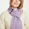 Aran Button Looped Scarf , Lavender