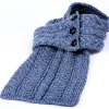 Aran Button Looped Scarf , Denim Blue