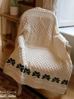 Aran Crafts Traditional Irish Shamrock Blanket