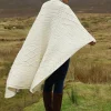 Aran Patchwork Blanket  , Natural