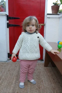 Baby Handknit Side Fastening Hoodie , Natural