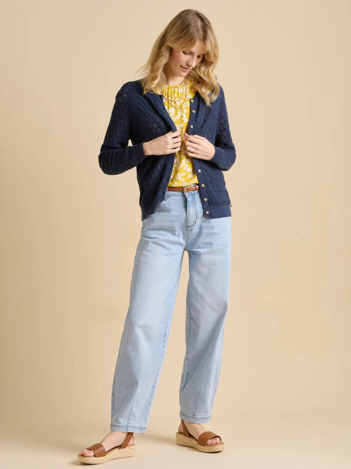 Brakeburn Navy Pointelle Cardigan