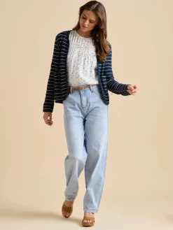 Brakeburn Navy Stripe Sweat Jacket