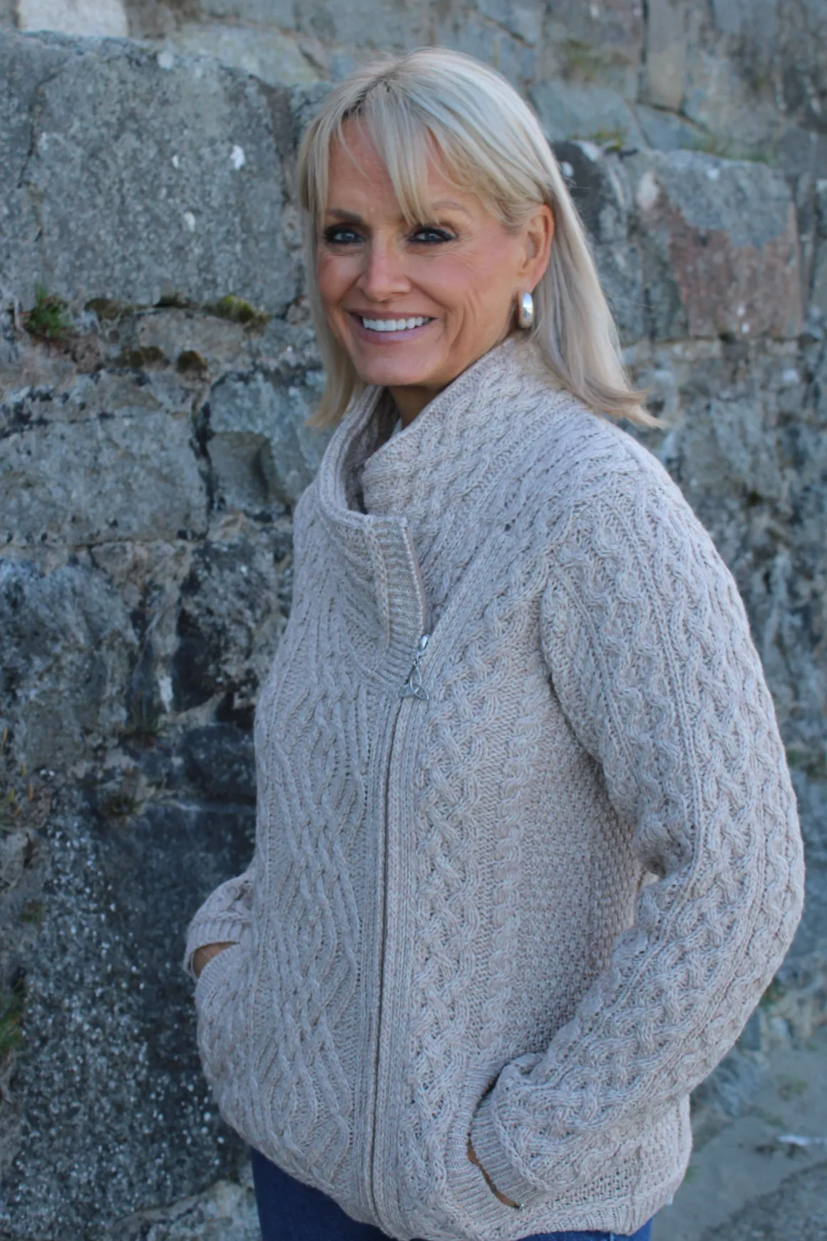 Cable Knit Jacket With Side Zip | Parsnip | West End Z4630