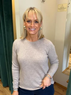 Cashmere Blend Crew Sweater , Beige