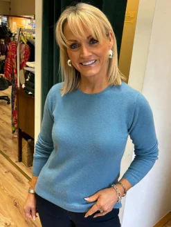 Cashmere Crew Sweater , Light Blue