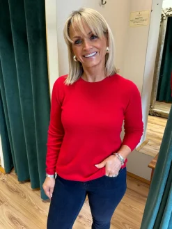 Cashmere Crew Sweater , Red