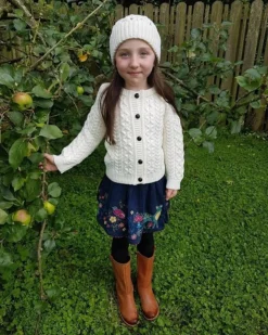 Childrens Aran Cardigan - Natural