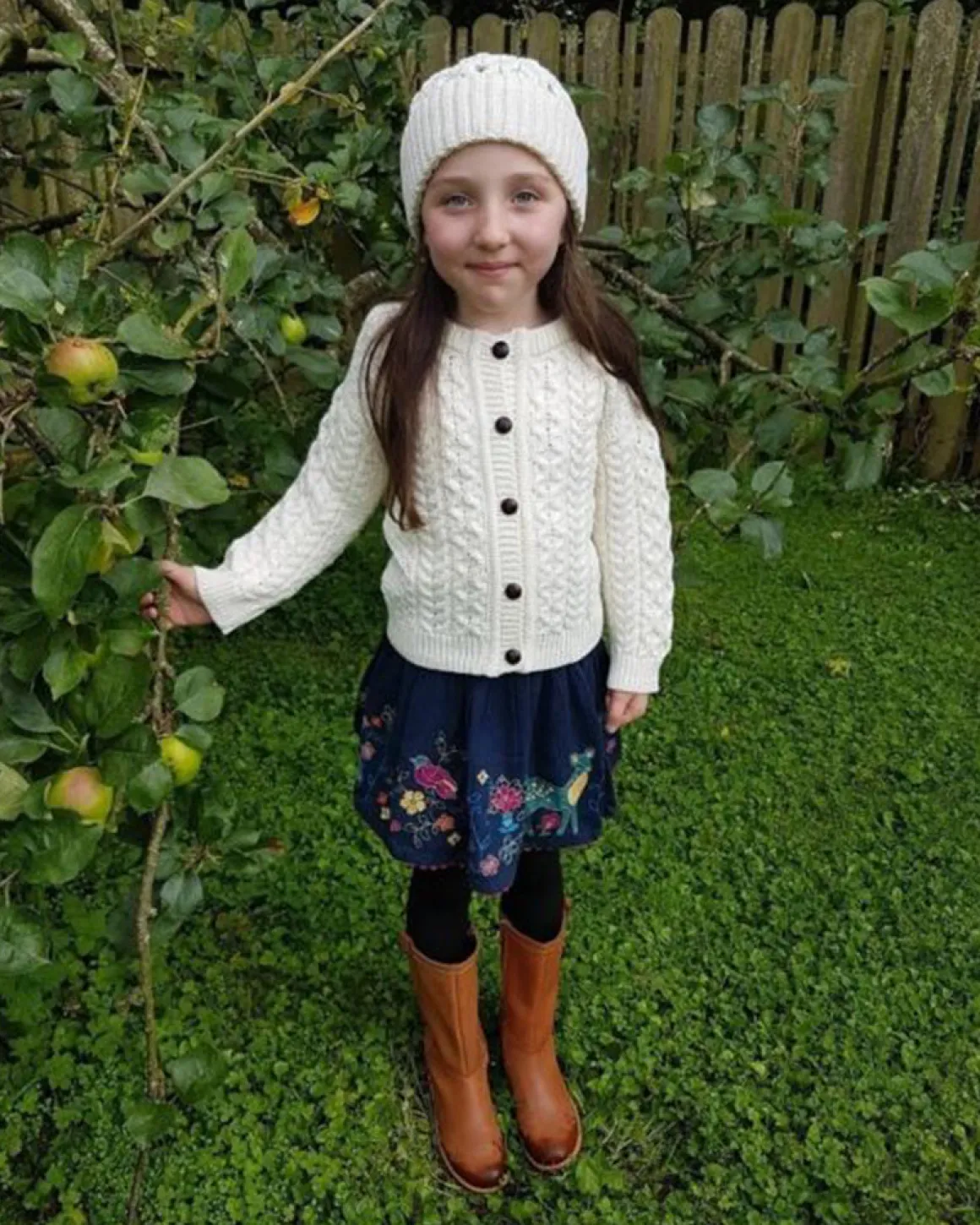Childrens Aran Cardigan - Natural