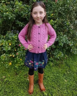 Childrens Aran Cardigan - Pink