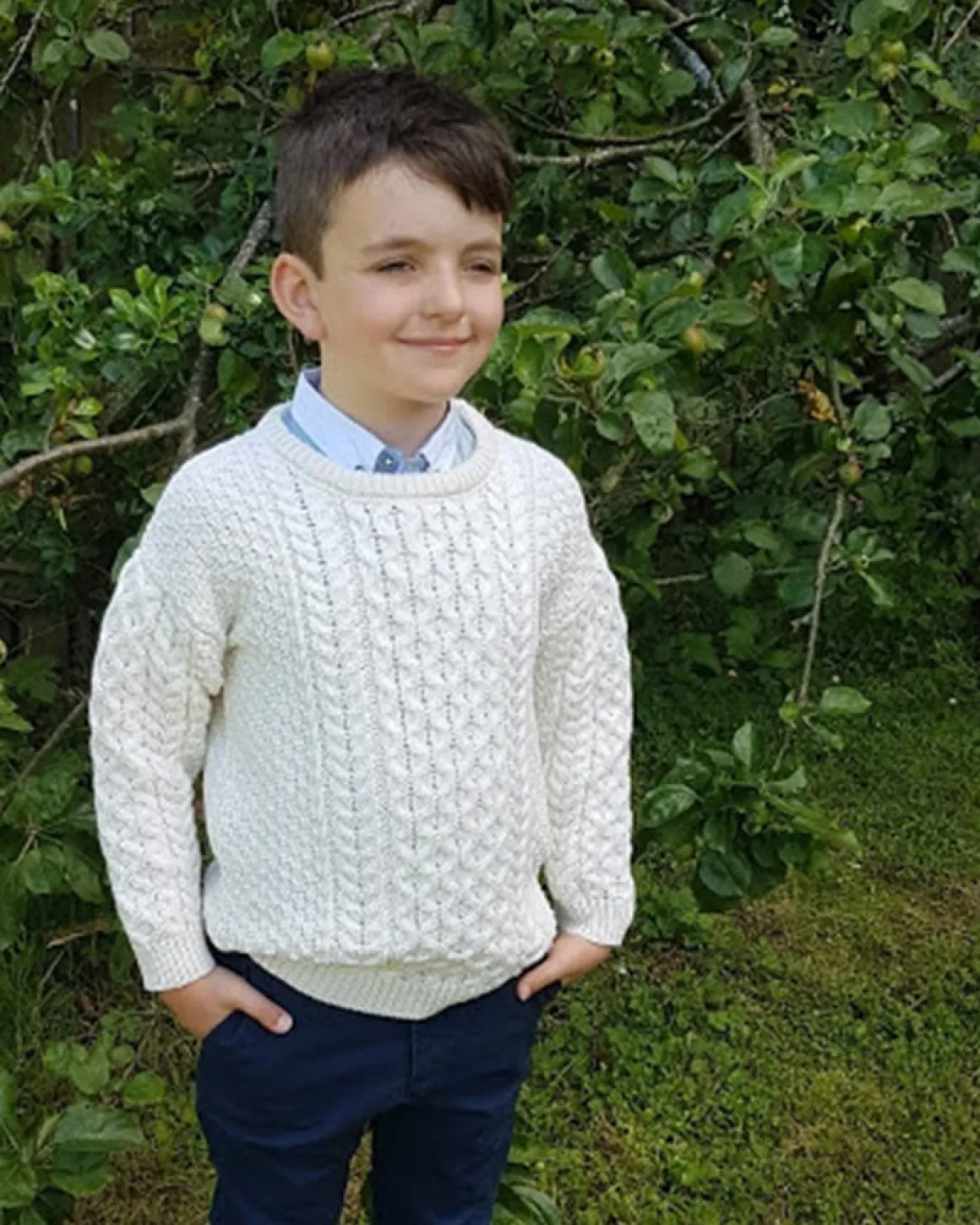 Children’s Aran Crew Neck Sweater - Natural