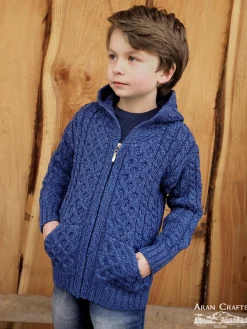 Childrens Zip Up Hoodie , Blue Marl