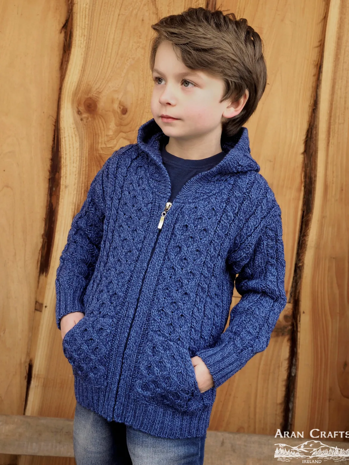 Childrens Zip Up Hoodie , Blue Marl