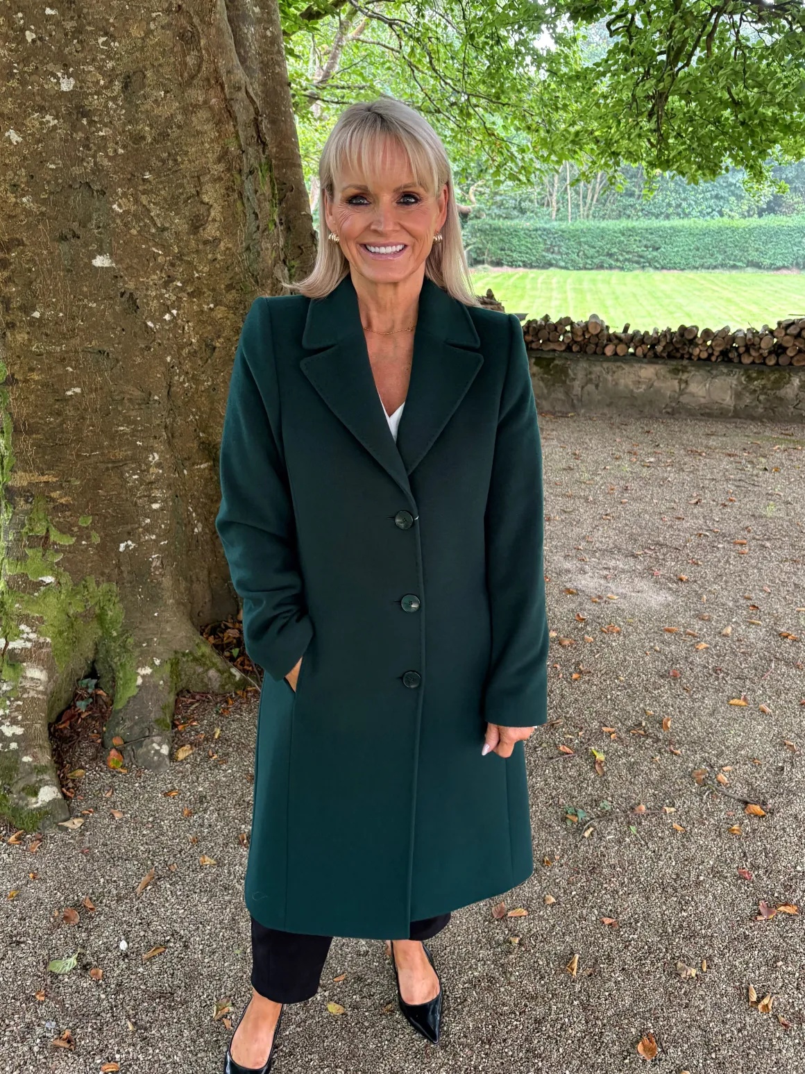 Christina Felix Wool & Cashmere Coat - Bottle Green & Black