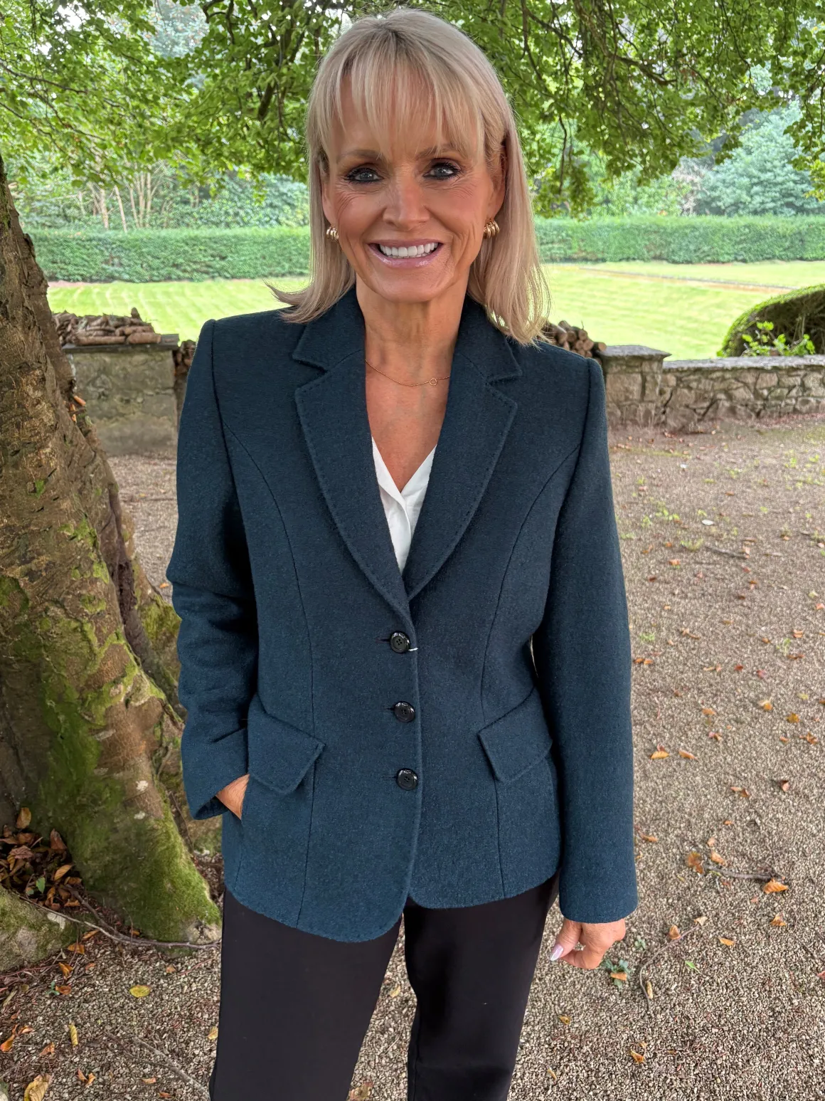 Christina Felix Wool Blazer - Teal & Black