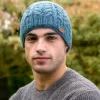 Erin Knitwear Aran Cable Pullon Hat , Denim Blue