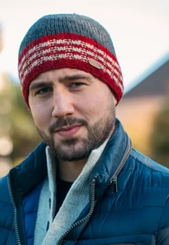 Erin Knitwear Rib Pullon Hat , Charcoal Red