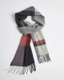 Foxford Aubergine Block Stripe Lambswool Scarf