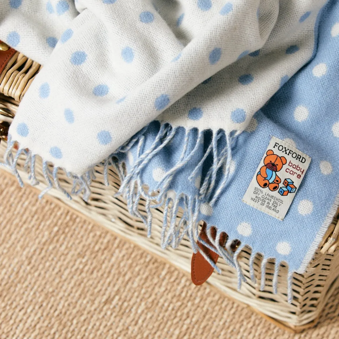 Foxford Blue Spot Lambswool Baby Blanket