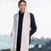 Foxford Pink And White Herringbone Cashmere Blend Scarf