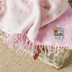 Foxford Pink Spot Lambswool Baby Blanket