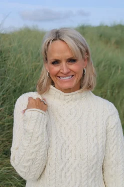 Funnel Neck Aran Sweater , Natural