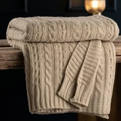 Galway Crystal | Aran Knit Throw - Warm Grey
