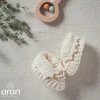 Handknit Baby Slippers With Bow , Natural