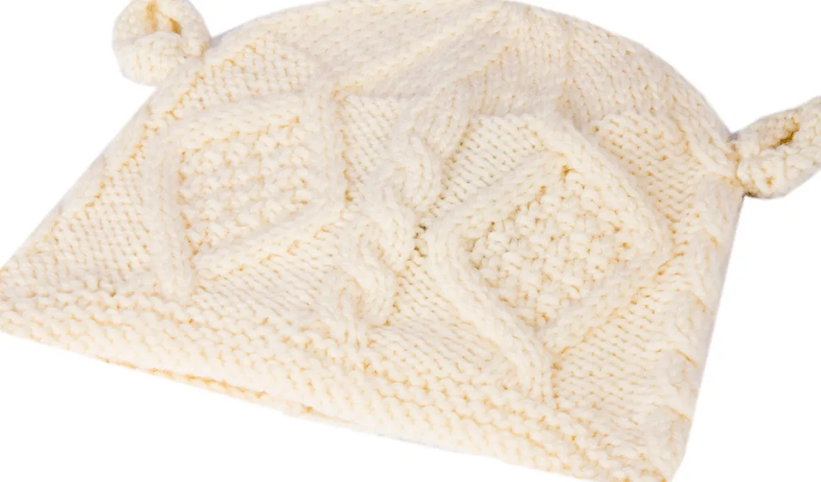 Handknit Children's Hat With Ears , Natural