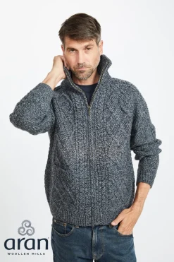 Handknit Unisex Zip Sweater , Charcoal