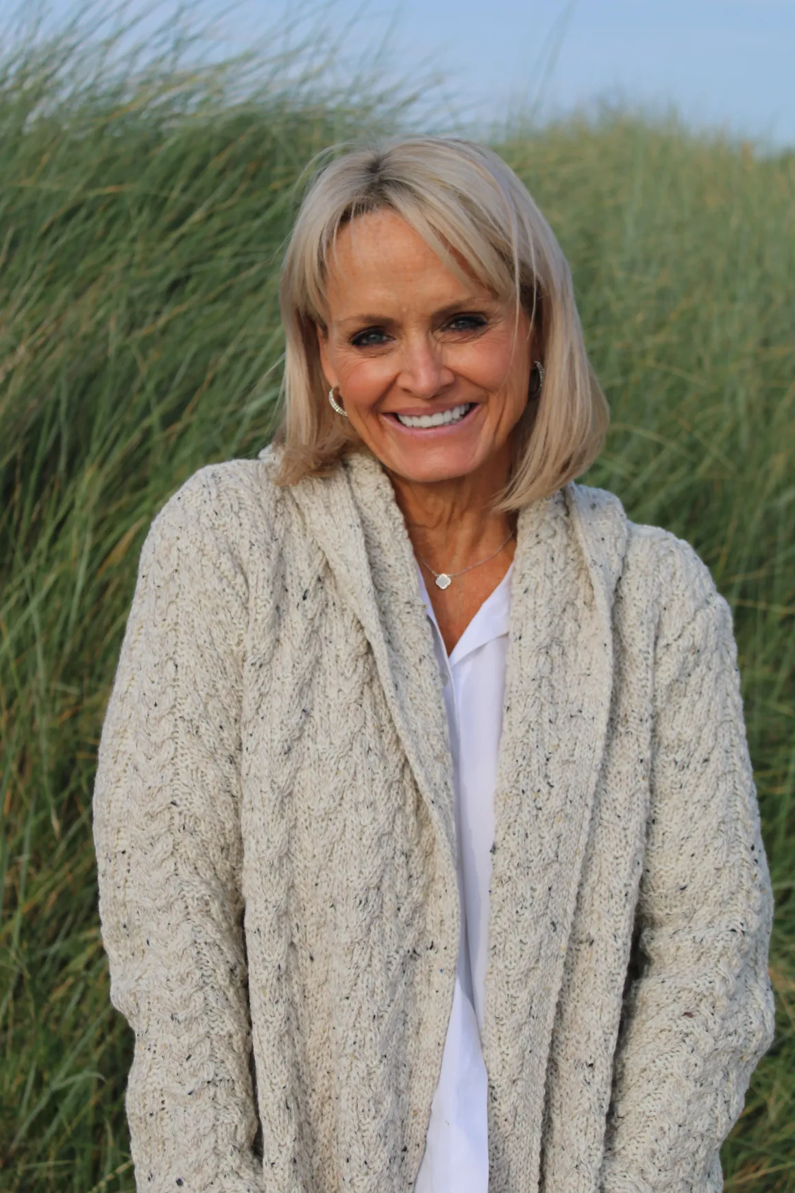 Herringbone Shawl Cardigan With Hood , Oatmeal