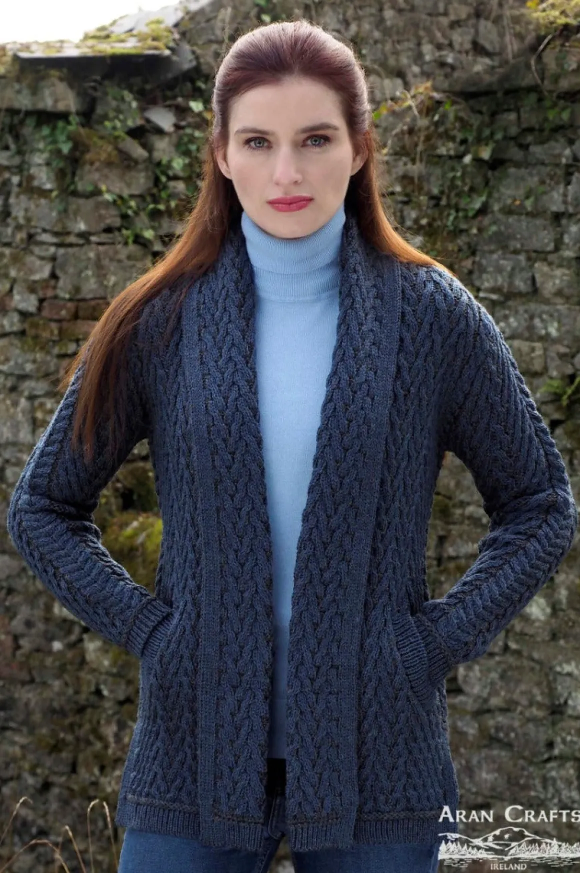Herringbone Shawl Cardigan , Mallard