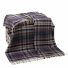John Hanly Lambswool Check Throw , Purple and Denim