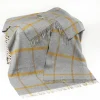 John Hanly Lambswool Check Throw , Grey and Mustard