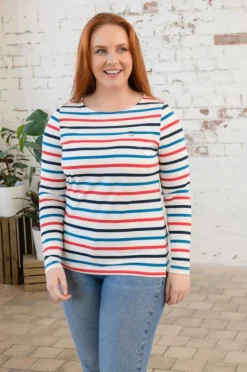 Lighthouse | Causeway Striped Top | Red / Teal