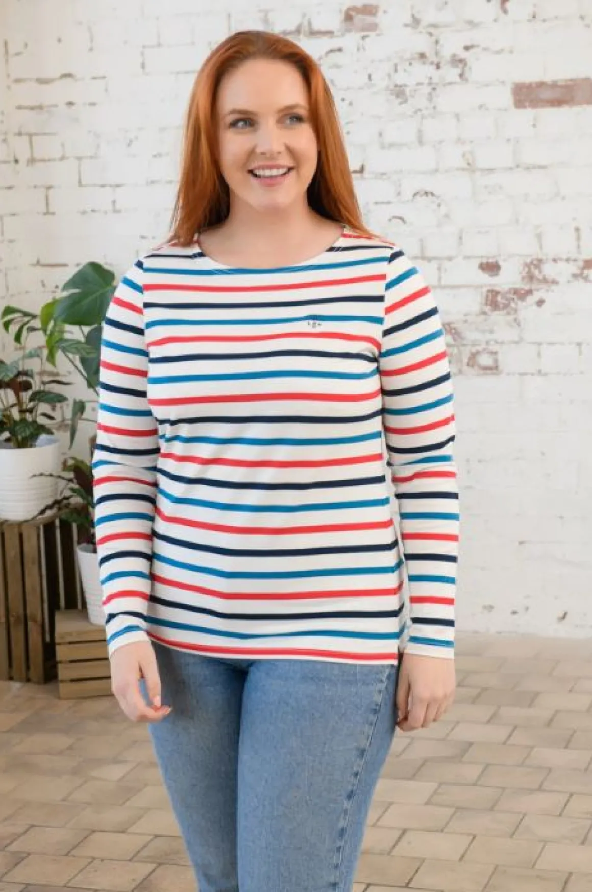 Lighthouse | Causeway Striped Top | Red / Teal