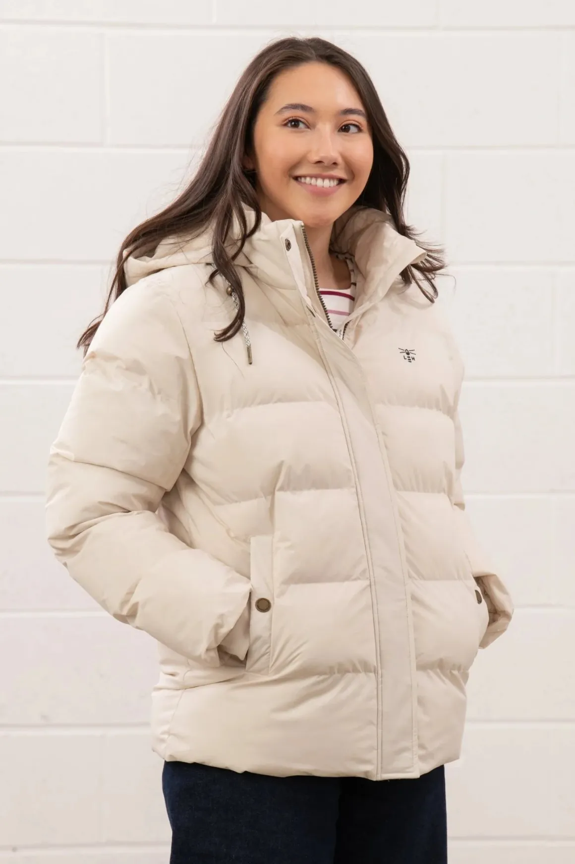 Lighthouse Margot Short Padded Jacket - Irish Cream & Sage