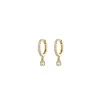 Mary-K Gold Pavé Huggie Earrings with Crystal Drop
