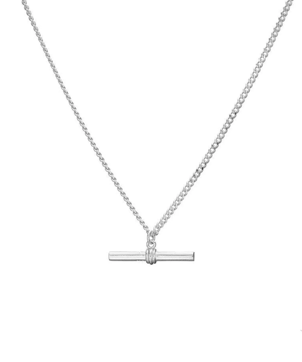 Mary-K Silver T-Bar Curb Chain Necklace