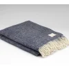 McNutt of Donegal Midnight Herringbone Throw , Navy