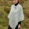 Merino Wool Button Poncho , Natural