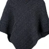 Merino Wool Button Poncho , Charcoal