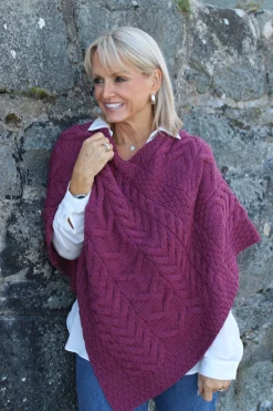 Merino Wool Triangular Poncho , Jam