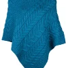 Merino Wool Triangular Poncho , Irish Sea Blue