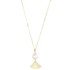 MoMuse Gold Filled Fan & Pearl Pendant