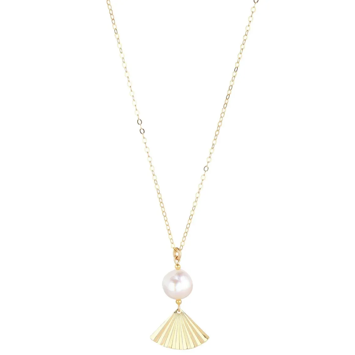 MoMuse Gold Filled Fan & Pearl Pendant