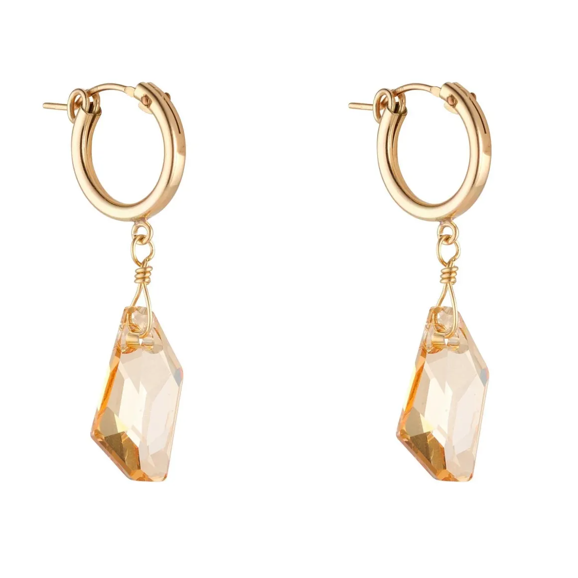 MoMuse Golden Crystal Clip Hoops
