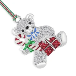 Newbridge Silverware | Teddy Bear Candy Cane Christmas Tree Decoration