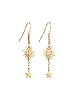 Newbridge Silverware Drop Earrings with Sun & Stars